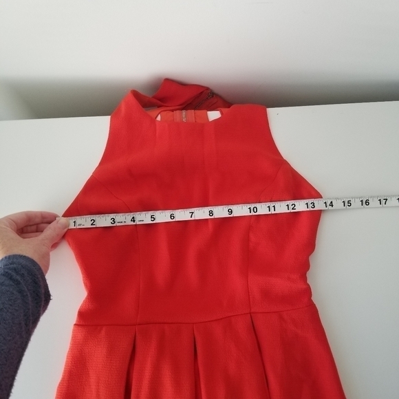 Lulu's Fit & Flare Cut Out Back Pleated Skater Dress Red/Orange Size S - Picture 4 of 14
